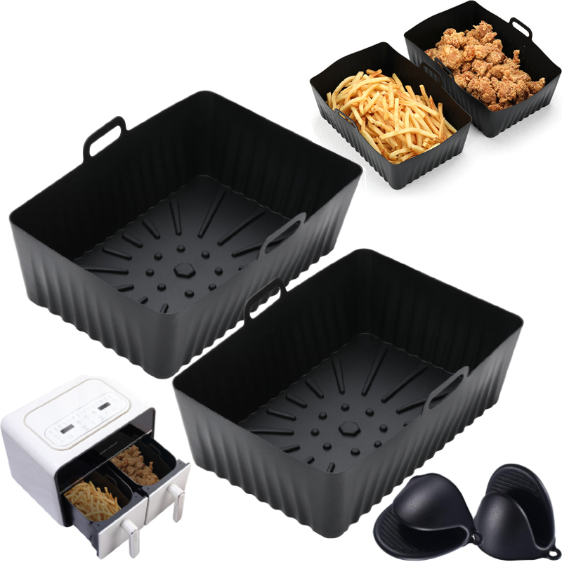 Kitchen Baking Zone - ซิลิโคน Air Fryer Liners Non-Stick Dual