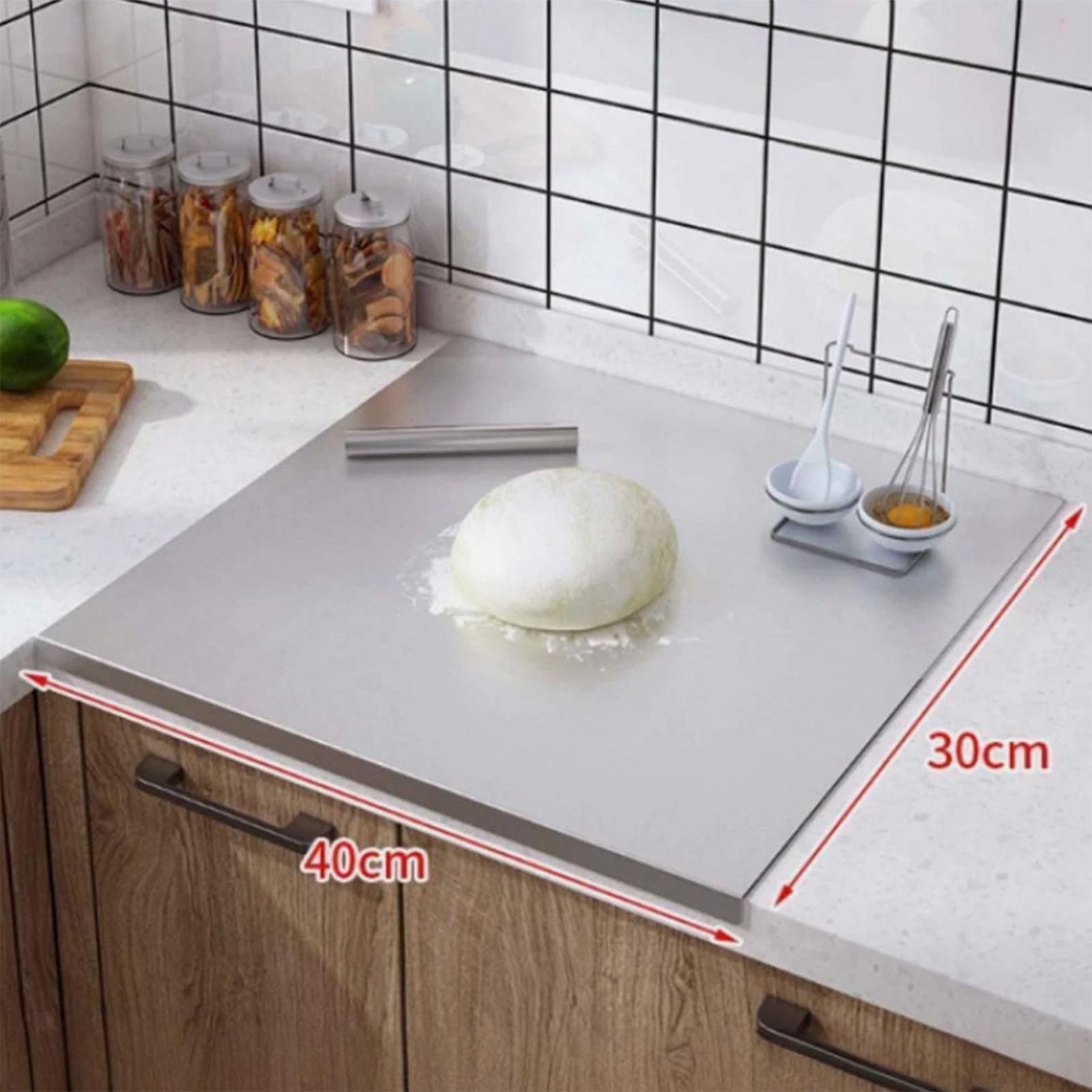 Kitchen Baking Tools - เขียงสแตนเลสแบบไม่ติดกระทะสองด้าน สำหรับหั่นเนื้อ ผัก อุปกรณ์ครัวสำหรับทำอาหาร ชาร์คูเทอรี และเตรียมอาหาร