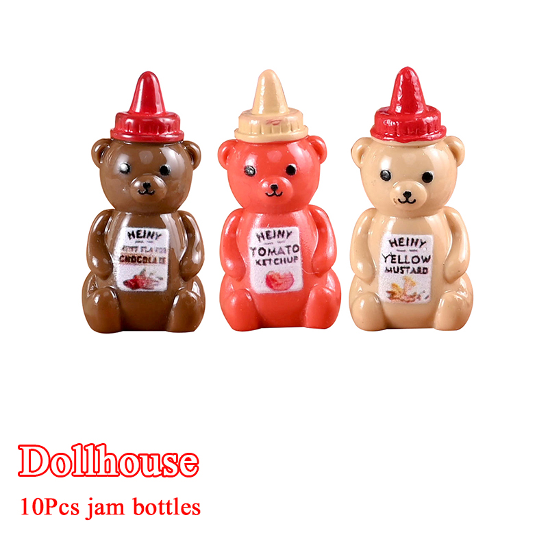 Kitchen Baking Storage - ขวดแยมหมีน้อยจำลอง 10 ชิ้น ขนาด 1/12 สำหรับตกแต่งบ้านตุ๊กตา