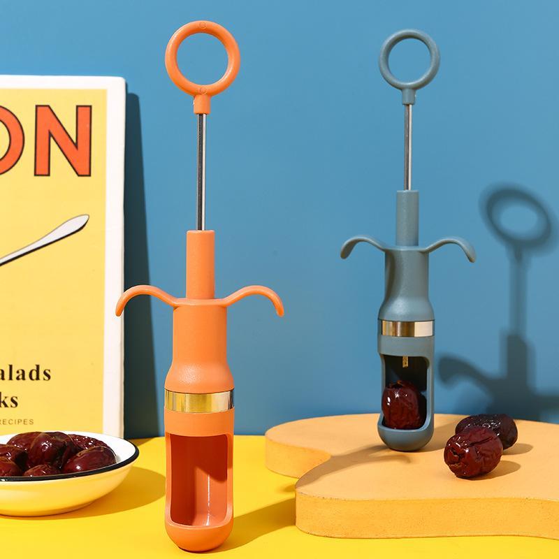 Kitchen Baking Tools - เครื่องมือคว้านเมล็ดเชอร์รี่และพุทราแดงแบบด้ามจับกันลื่น สำหรับใช้ในครัวเรือน อุปกรณ์เสริมสำหรับการอบและแปรรูปผลไม้