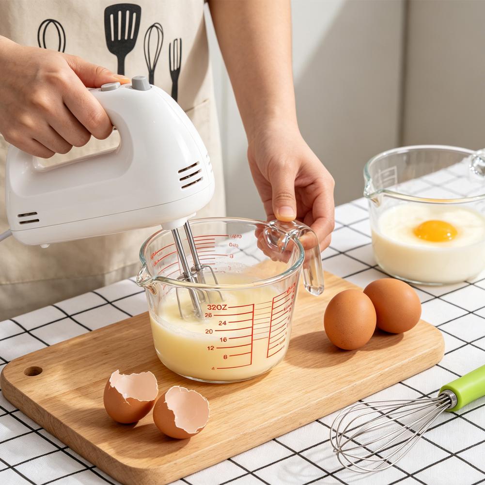 Kitchen Glass Baking Set - ชุดถ้วยตวง 3 ชิ้น ถ้วยตวงแก้วหนา ชุดถ้วยผสมพร้อมปากเท ชามเตรียมอาหารสำหรับทำขนม