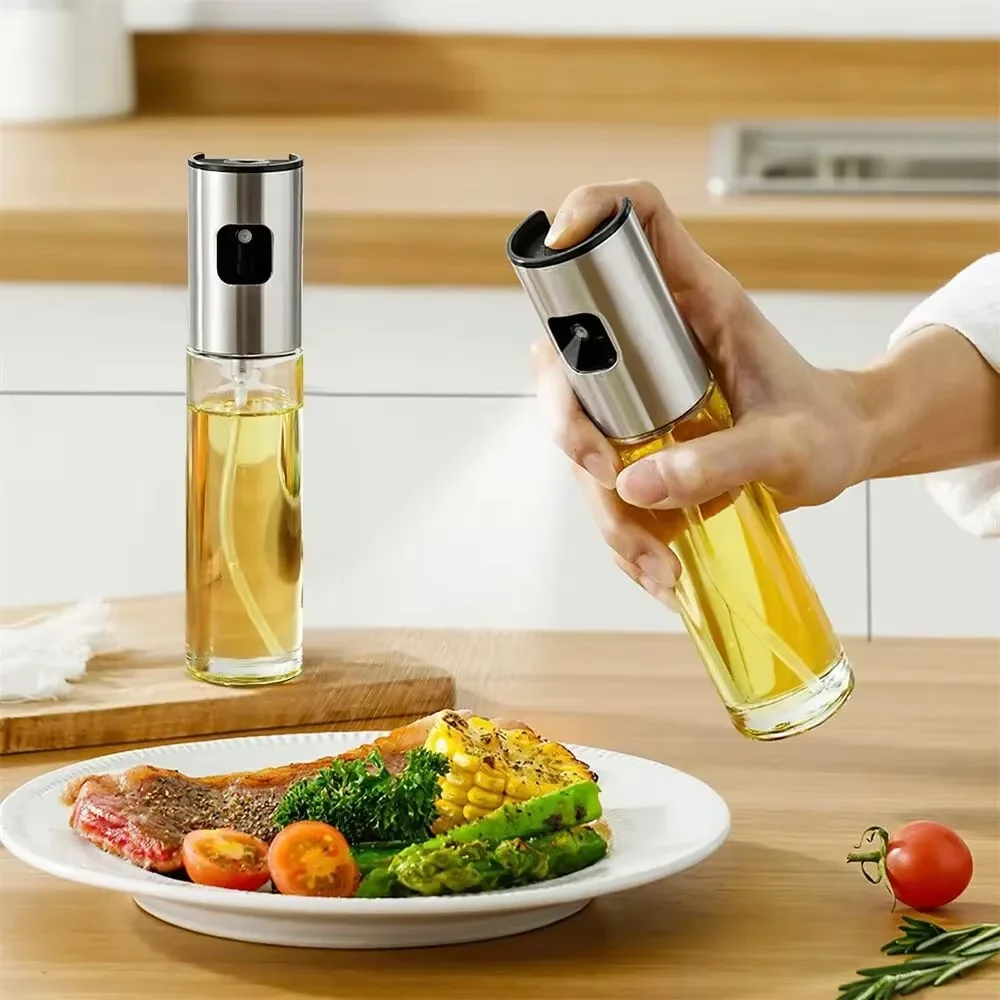 Kitchen Glass Baking Set - ขวดสเปรย์น้ำมันแก้วสำหรับทำอาหาร ขวดสเปรย์น้ำมันมะกอกสำหรับสลัด บาร์บีคิว ครัว อบขนม ขวดน้ำส้มสายชูเปล่า