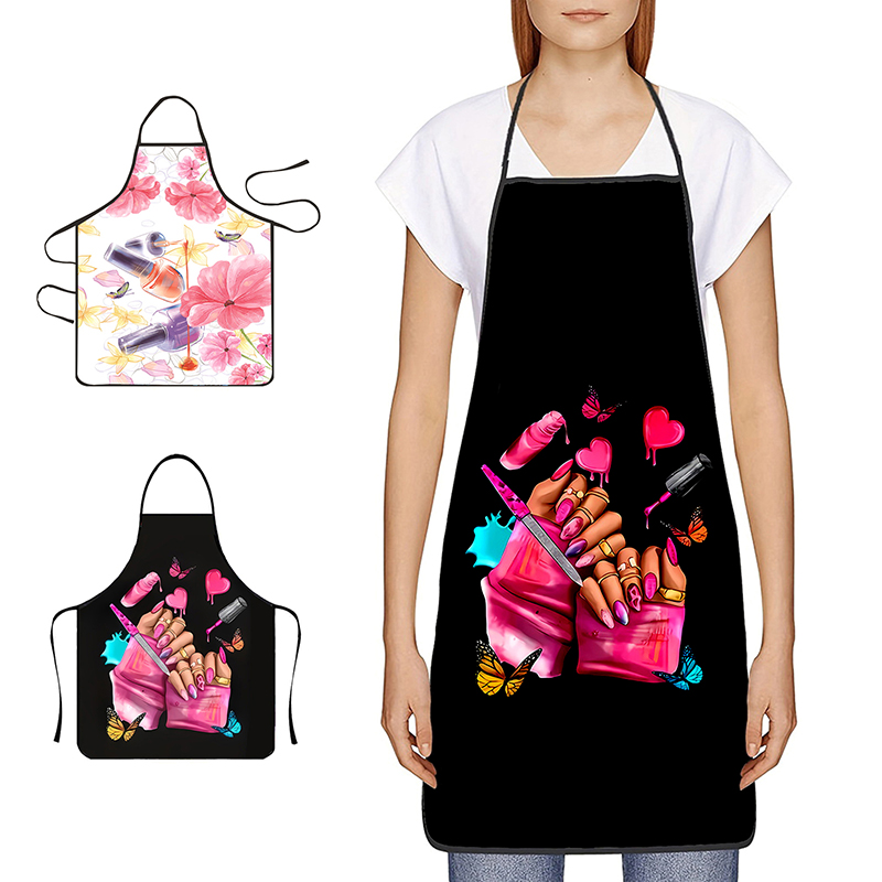 Kitchen Baking Zone - Z. ผ้ากันเปื้อนพิมพ์ลายสำหรับทำเล็บ ทำครัว ทำความสะอาดบ้าน ทำขนม ทำเล็บมือ