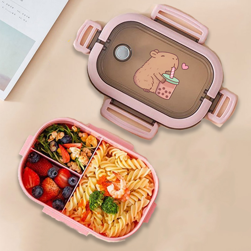 Kitchen Baking Storage - กล่องข้าวกลางวันลายคาปิบาร่า ลายการ์ตูนอนิเมะ กล่องเก็บอาหารสำหรับเด็ก กล่องอาหารกลางวันสำหรับเด็กนักเรียน ปิกนิก กล่องอาหารกลางวันสำหรับเด็กชายและเด็กหญิง