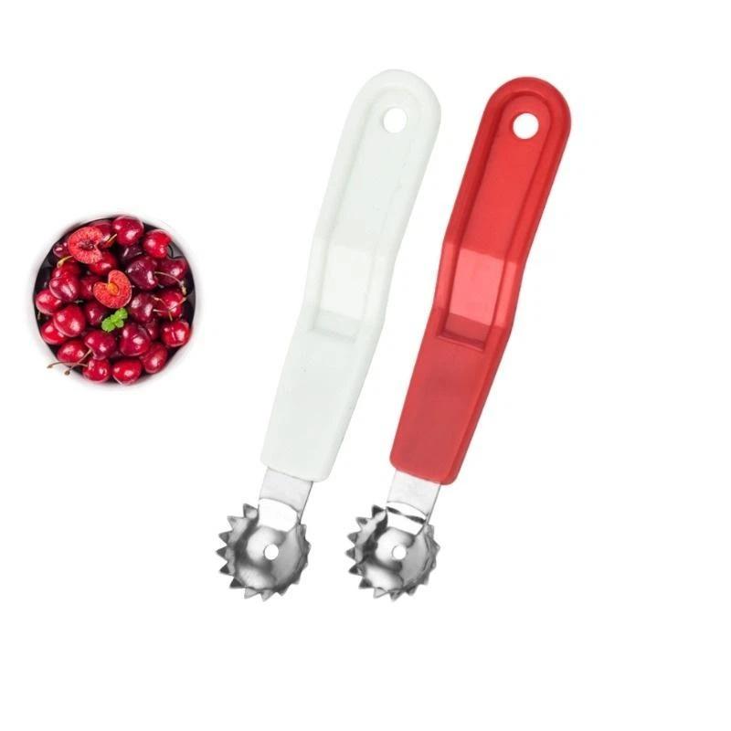 Kitchen Baking Tools - เครื่องมือแยกเมล็ดเชอร์รี่ 1/4 ชิ้น หัวสแตนเลส ด้ามจับกันลื่น สำหรับใช้ในครัวเรือน