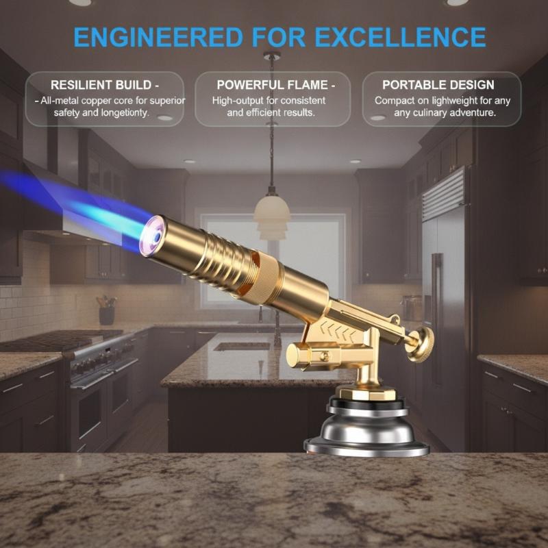 Kitchen Baking Torch - หัวเชื่อมแก๊ส หัวพ่นไฟ หัวพ่นแก๊สสำหรับงานเชื่อม งานบาร์บีคิว จุดไฟอัตโนมัติ อุปกรณ์ทำอาหารและเบเกอรี่