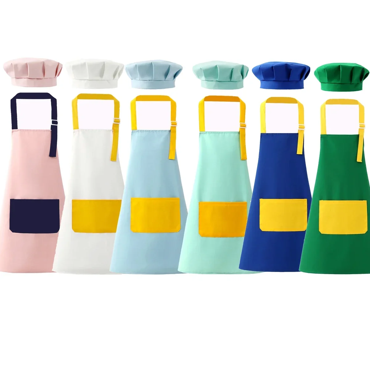 Kitchen Kids Baking Set - ผ้ากันเปื้อนเด็กและหมวกเชฟชุดปรับได้พร้อมกระเป๋าขนาดใหญ่สําหรับเด็กผู้หญิงผ้ากันเปื้อนครัวสําหรับทําอาหารอบภาพวาด