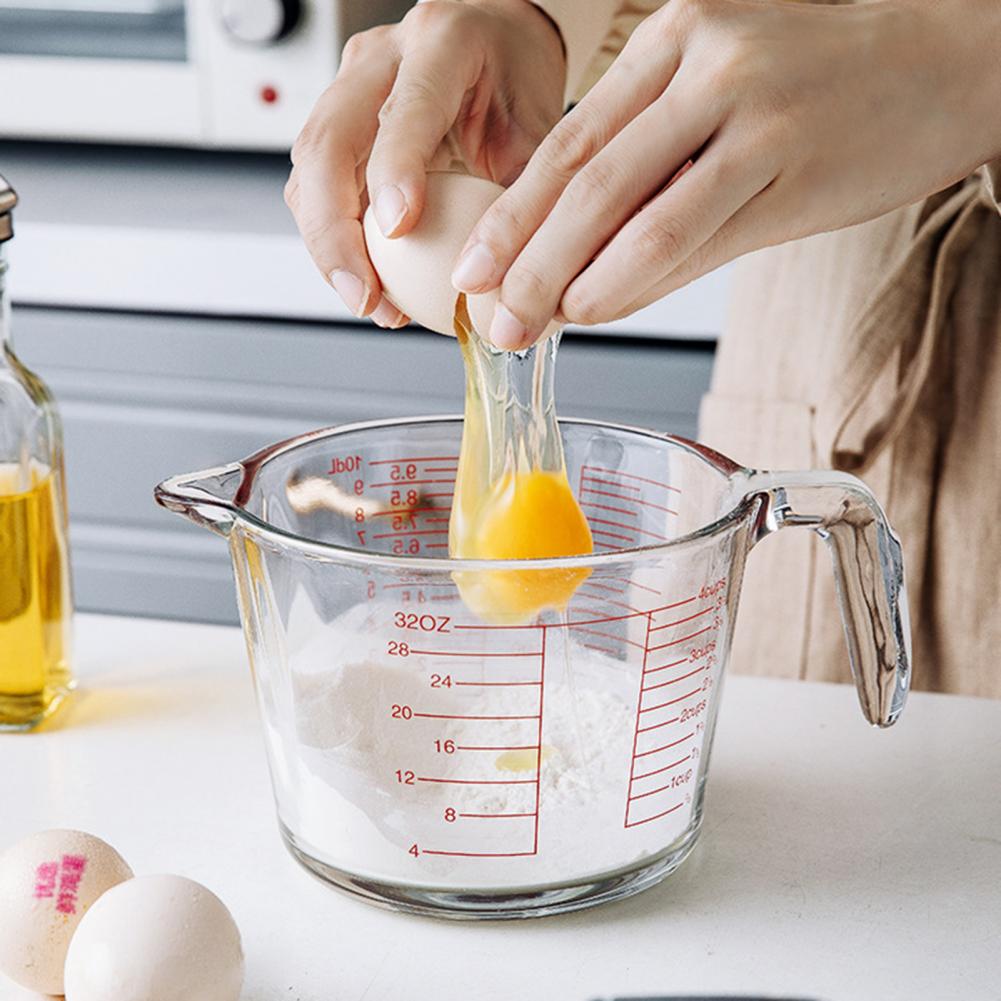 Kitchen Glass Baking Set - ถ้วยตวงของเหลว ถ้วยตวงแบบหนา 3 ชิ้น ชุดถ้วยตวงแก้วหนา ชุดชามผสมพร้อมที่เท