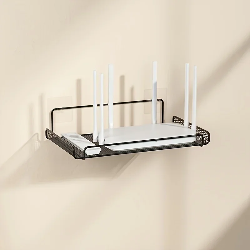 Kitchen Baking Storage - ชั้นวางเราเตอร์สแตนเลสแบบไม่ต้องเจาะ ติดผนังสำหรับจัดเก็บเราเตอร์ WiFi อุปกรณ์ตกแต่งบ้าน ห้องน้ำ ห้องครัว