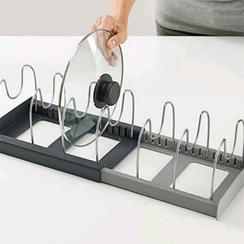 Kitchen Baking Drawer - ที่จัดระเบียบลิ้นชักครัวแบบขยายได้สำหรับเครื่องครัว หม้อ กระทะ ฝาปิด และถาดอบ –