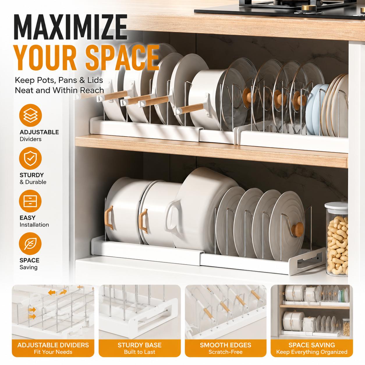ชั้นวางจัดระเบียบหม้อและกระทะแ - Kitchen Baking Drawer บทวิจารณ์และราคา
