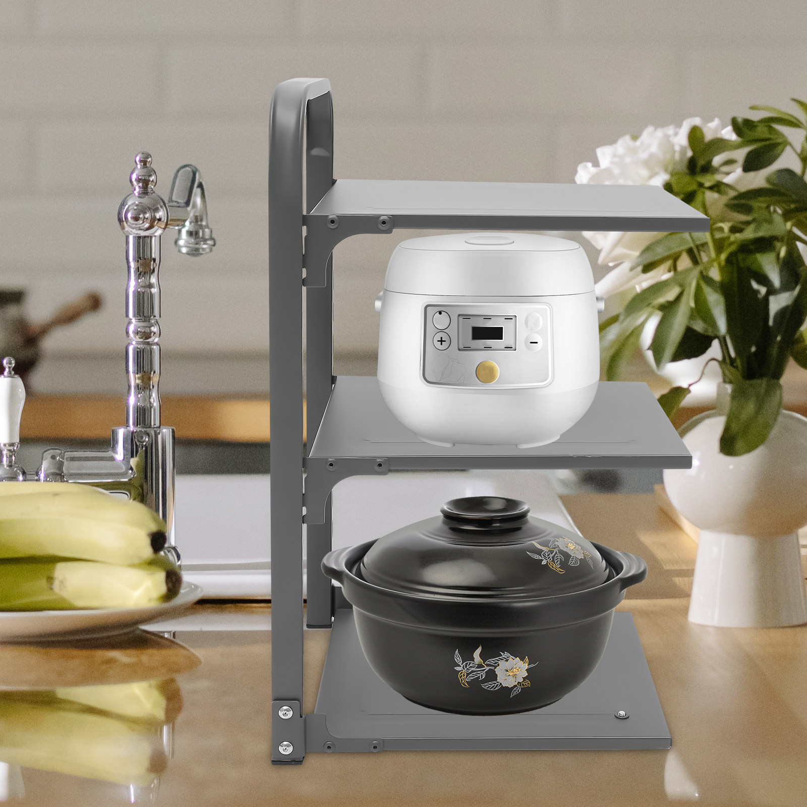 ชั้นวางหม้อพับได้ วัสดุเหล็กคา - Kitchen Baking Pan Storage บทวิจารณ์และราคา