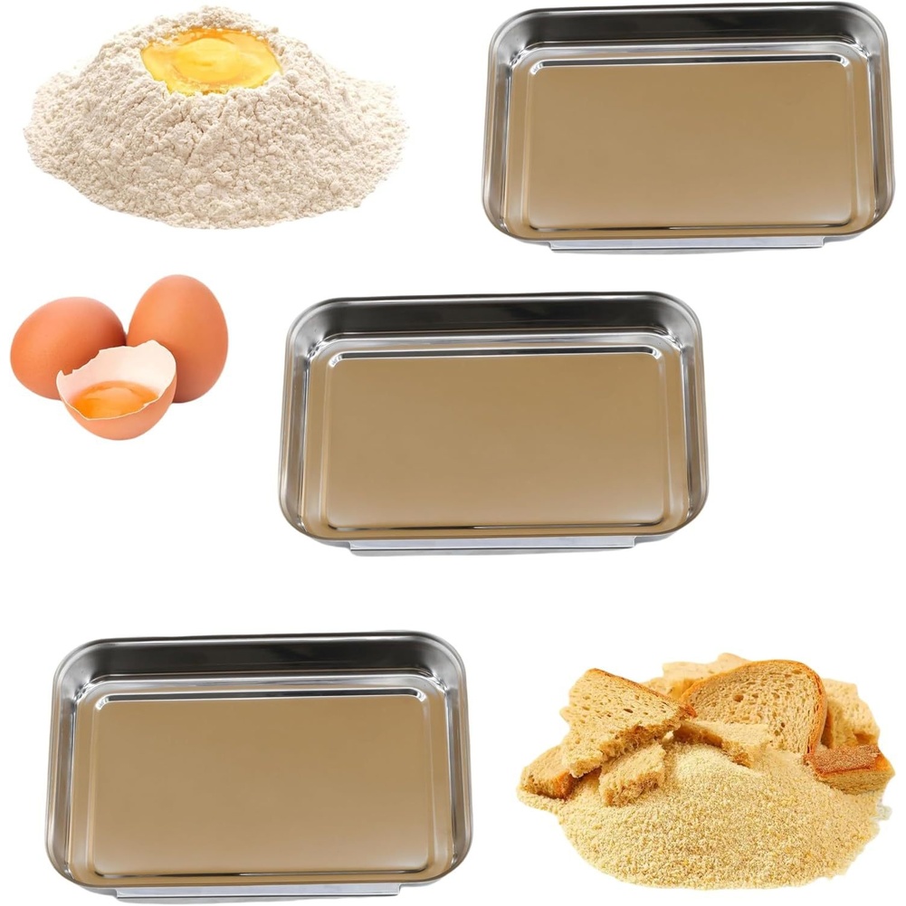 ชุดถาดปรุงรสสแตนเลส 3 ชิ้น จาน - Kitchen Baking Station บทวิจารณ์และราคา